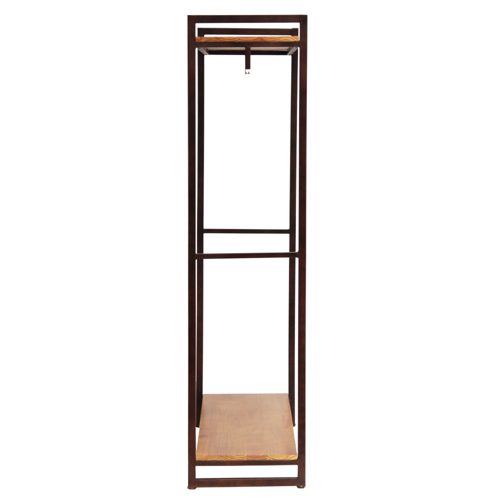 Kệ treo quần áo khung chân sắt mặt gỗ GHZ-497