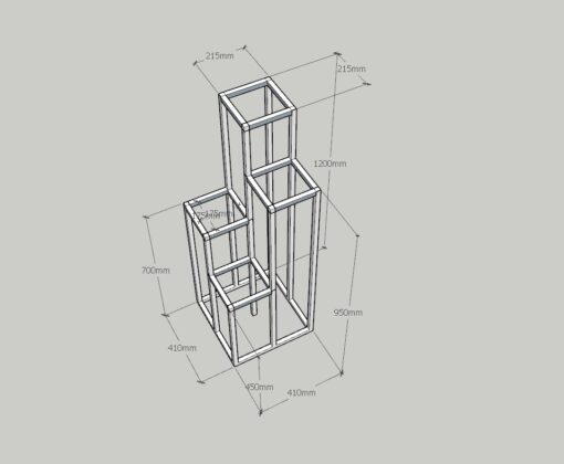 Kệ để chậu hoa khung sắt hộp gỗ GHK-208 - Hình ảnh 2