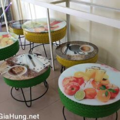 Mặt bàn cafe kính cường lực in tranh 3D GHTop-5362