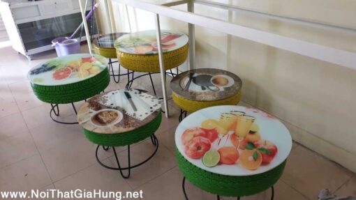 Mặt bàn cafe kính cường lực in tranh 3D GHTop-5362