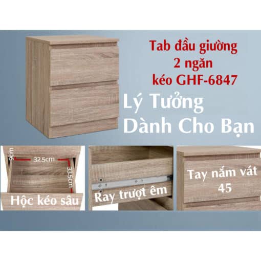 Tab Đầu Giường 2 Ngăn Kéo GHF-6847