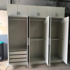 Tủ áo gỗ công nghiệp MDF chống ẩm 6 cánh có gương GHF-7075