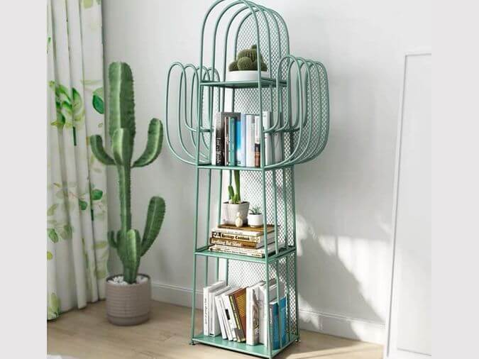 Sắm ngay loạt kệ trang trí phòng khách ‘đẹp ngất ngây’, ‘xịn chất’ ai cũng mê 7 Kệ sắt trang trí độc đáo hình cây xương rồng