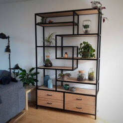 Kệ trang trí khung sắt mặt gỗ GHS-8371