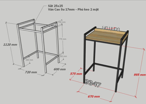 Kệ máy giặt đơn giản gỗ cao su khung sắt GHS-9347 - Hình ảnh 5