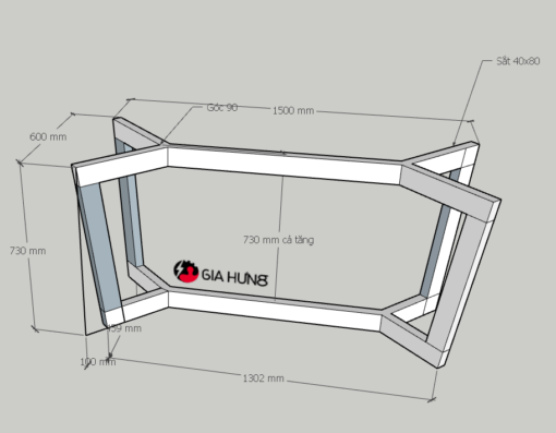 Khung chân bàn sắt hộp 40x80 sơn tĩnh điện GHSale-9129 - Hình ảnh 6